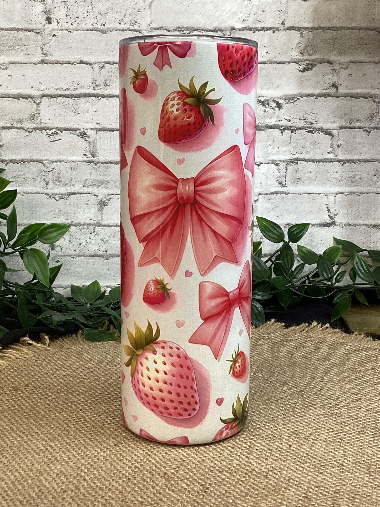 Strawberry and Pink Tumbler 20 oz