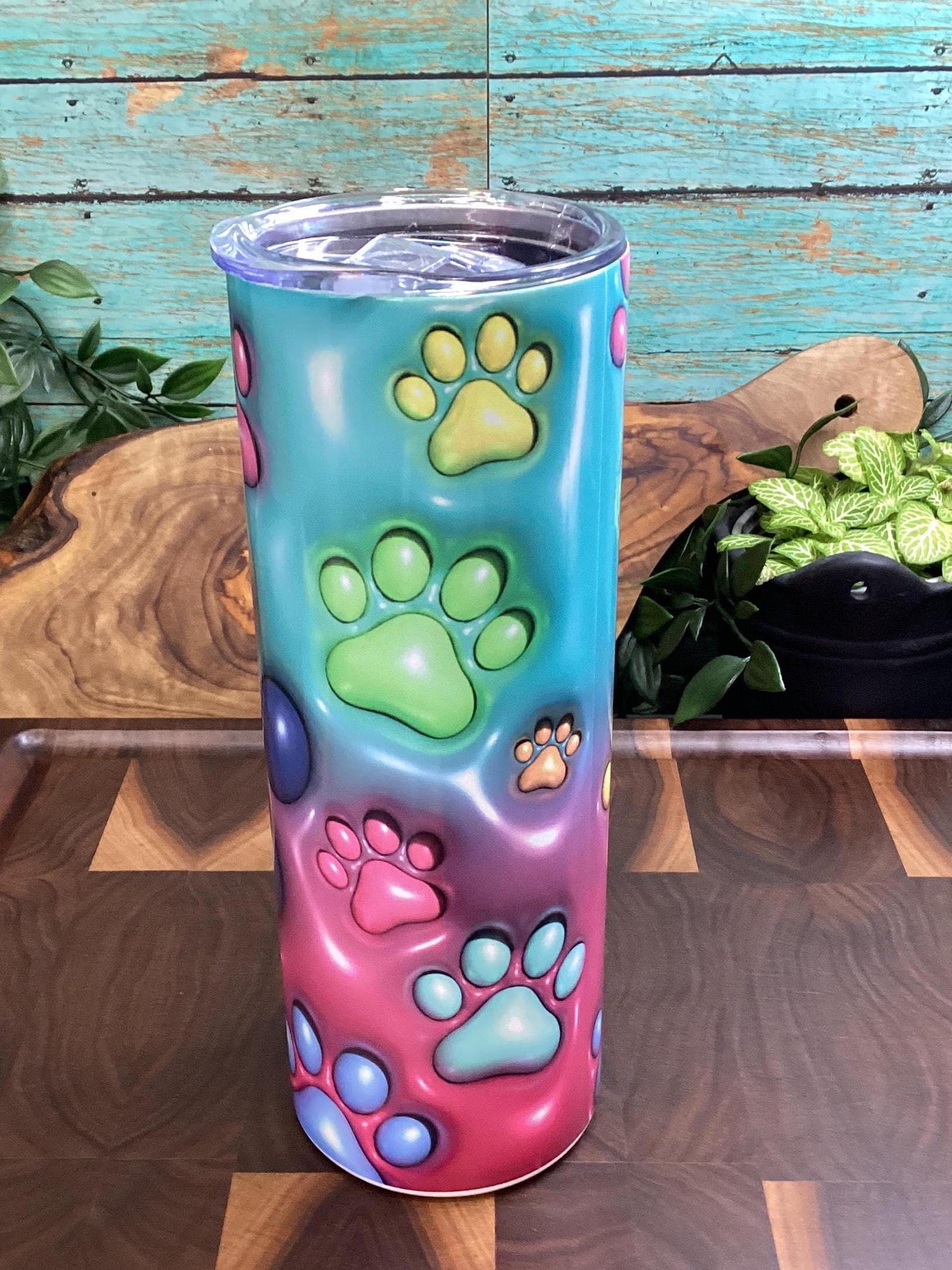 Dog Mom Tumbler: Puffy Paw Print 20 oz Sublimation