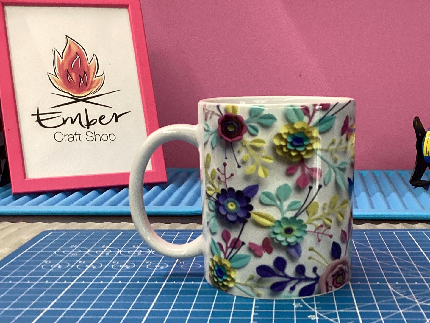 3D Floral Ceramic Mug: Elegant Coffee Cup, Spring Decor