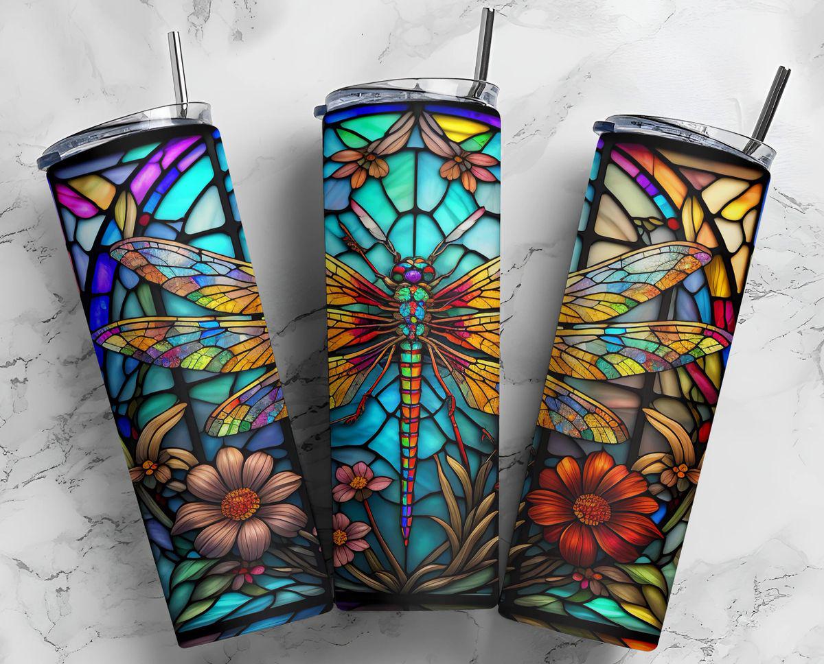 Stained Glass Dragonfly Tumbler 20 oz