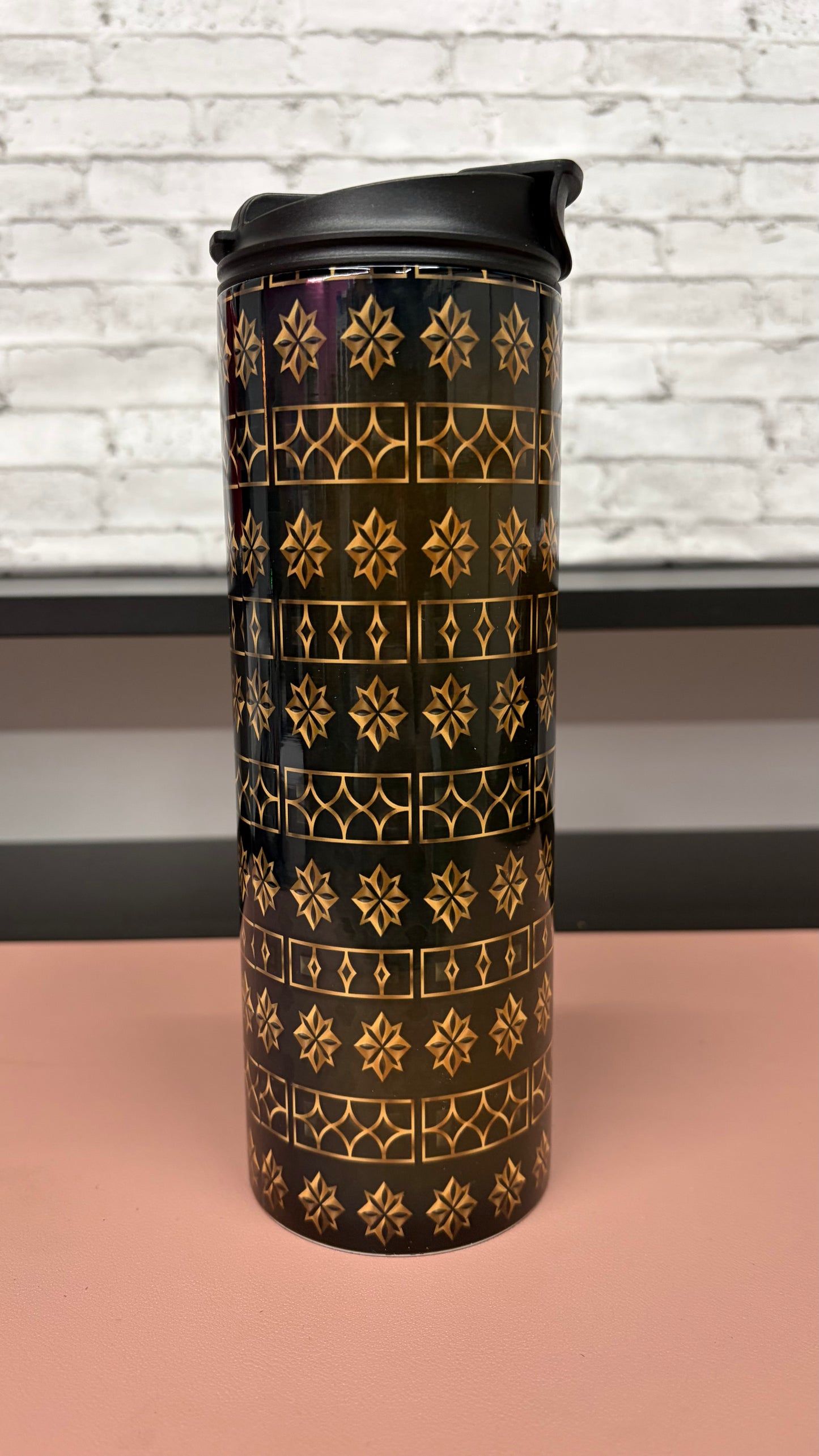 20 oz Tumbler with Luxury Design black and gold tumbler