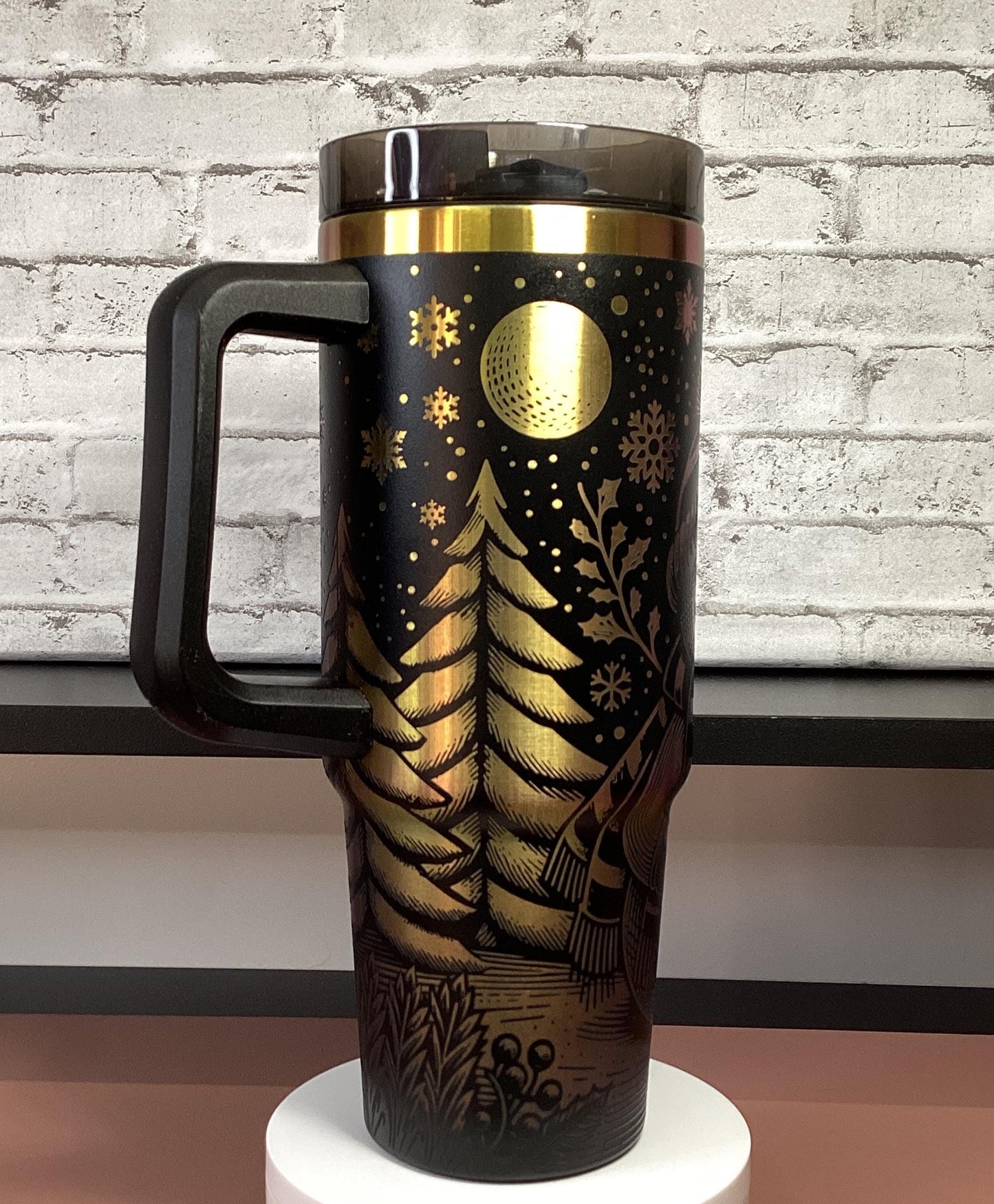 Rainbow Snowman Tumbler: Laser Engraved Happy Holidays 30 oz