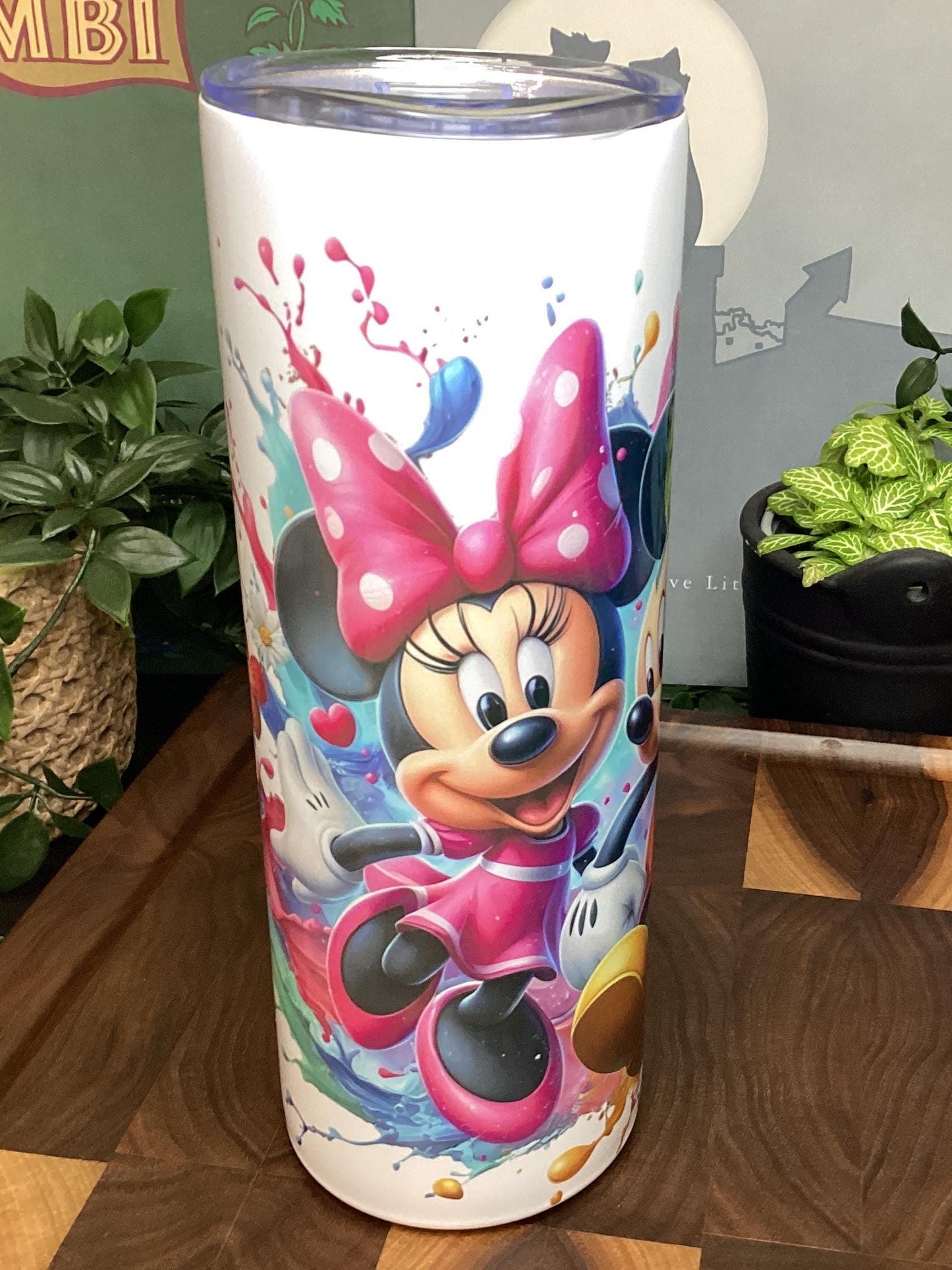 20 oz Tumbler with cartoon characters Watercolor Splash 20 oz stainless steel w/straw