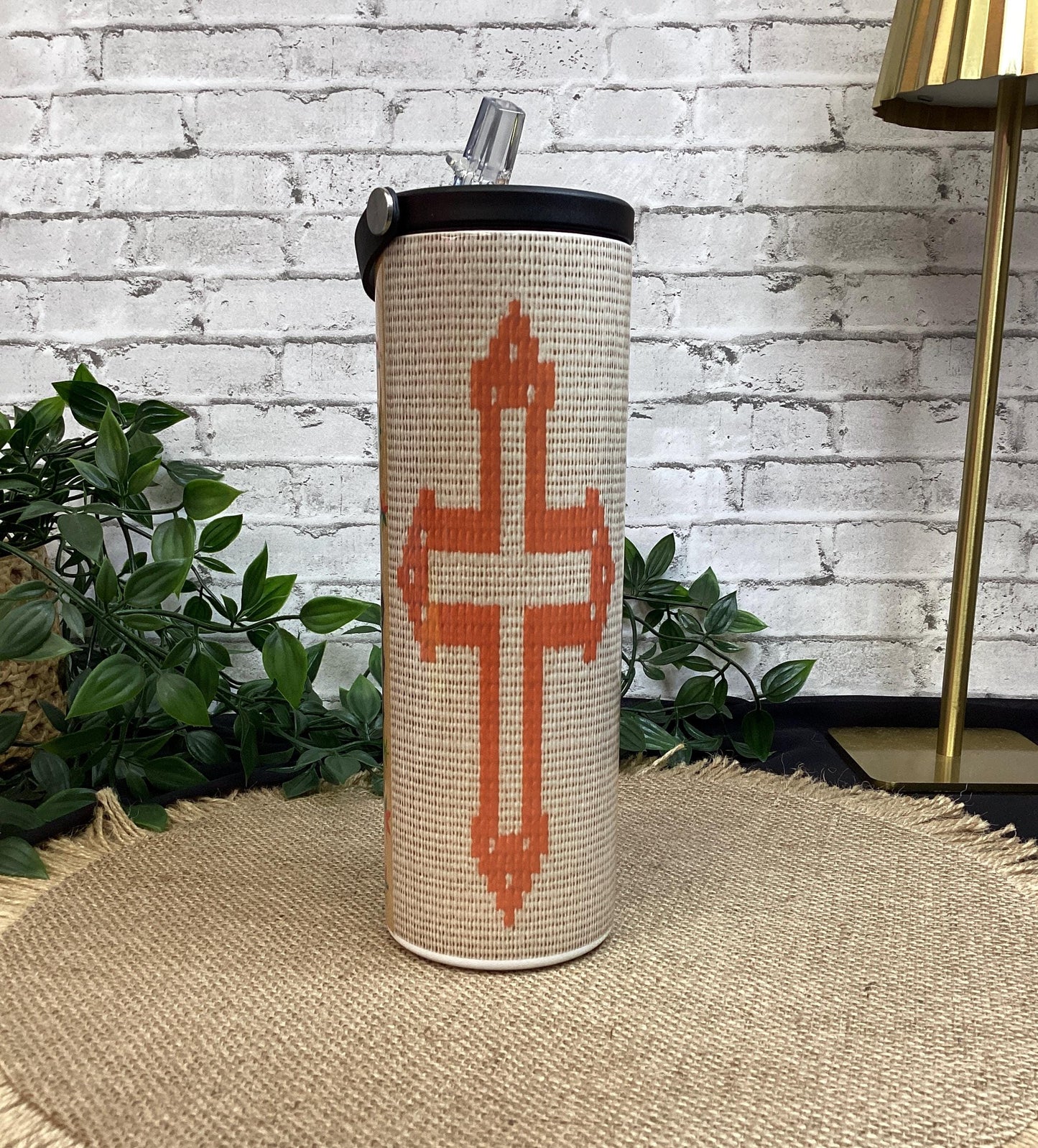 Virgen de Guadalupe 20oz Tumbler – Bordado con Cruz
