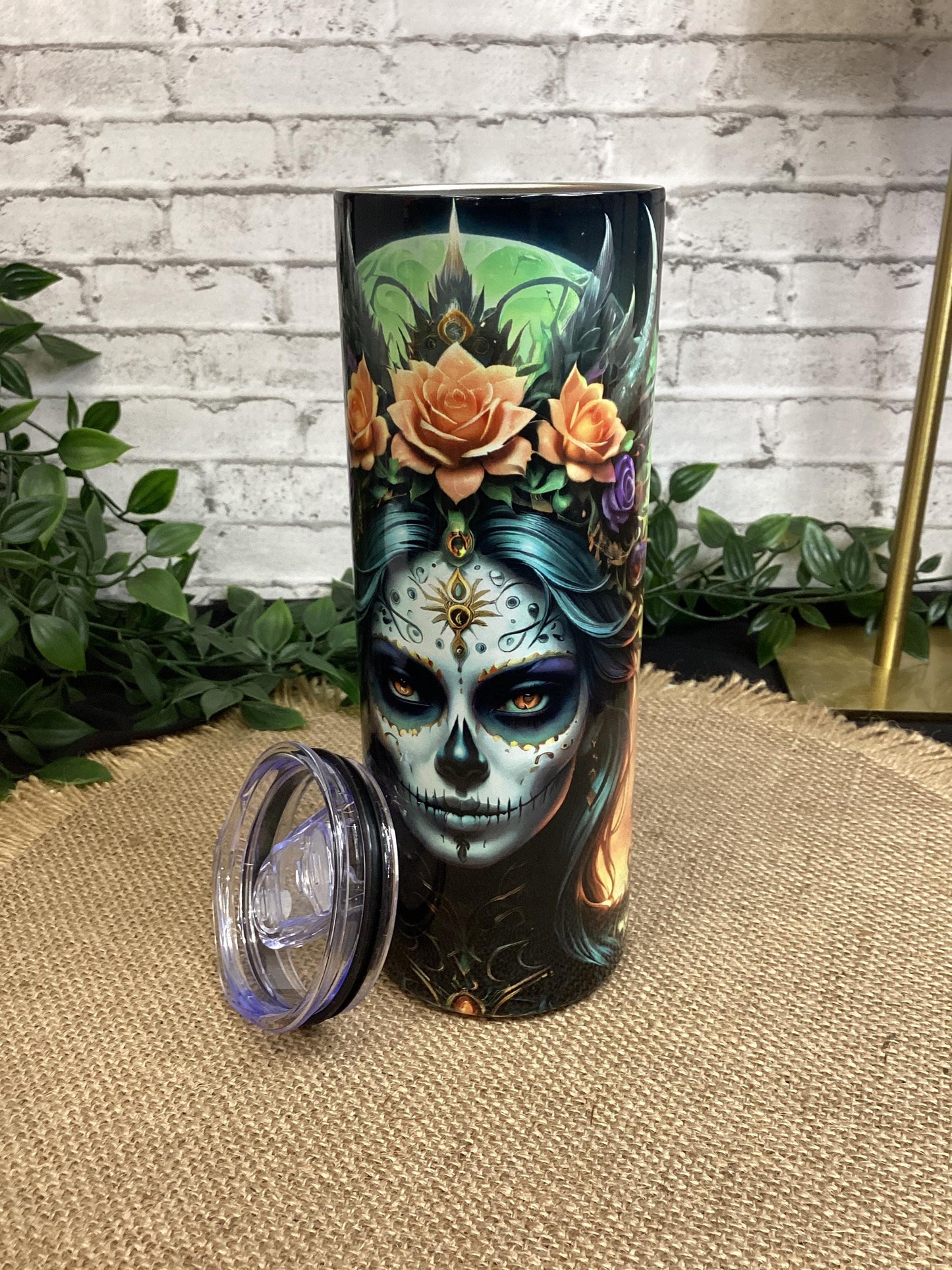 Mexican sugar skull tumbler 20 oz