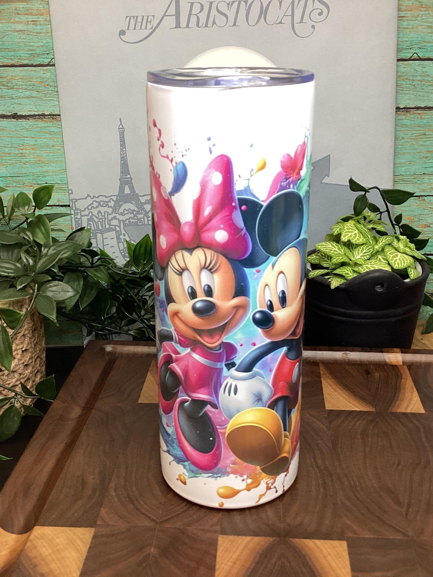 20 oz Tumbler with cartoon characters Watercolor Splash 20 oz stainless steel w/straw