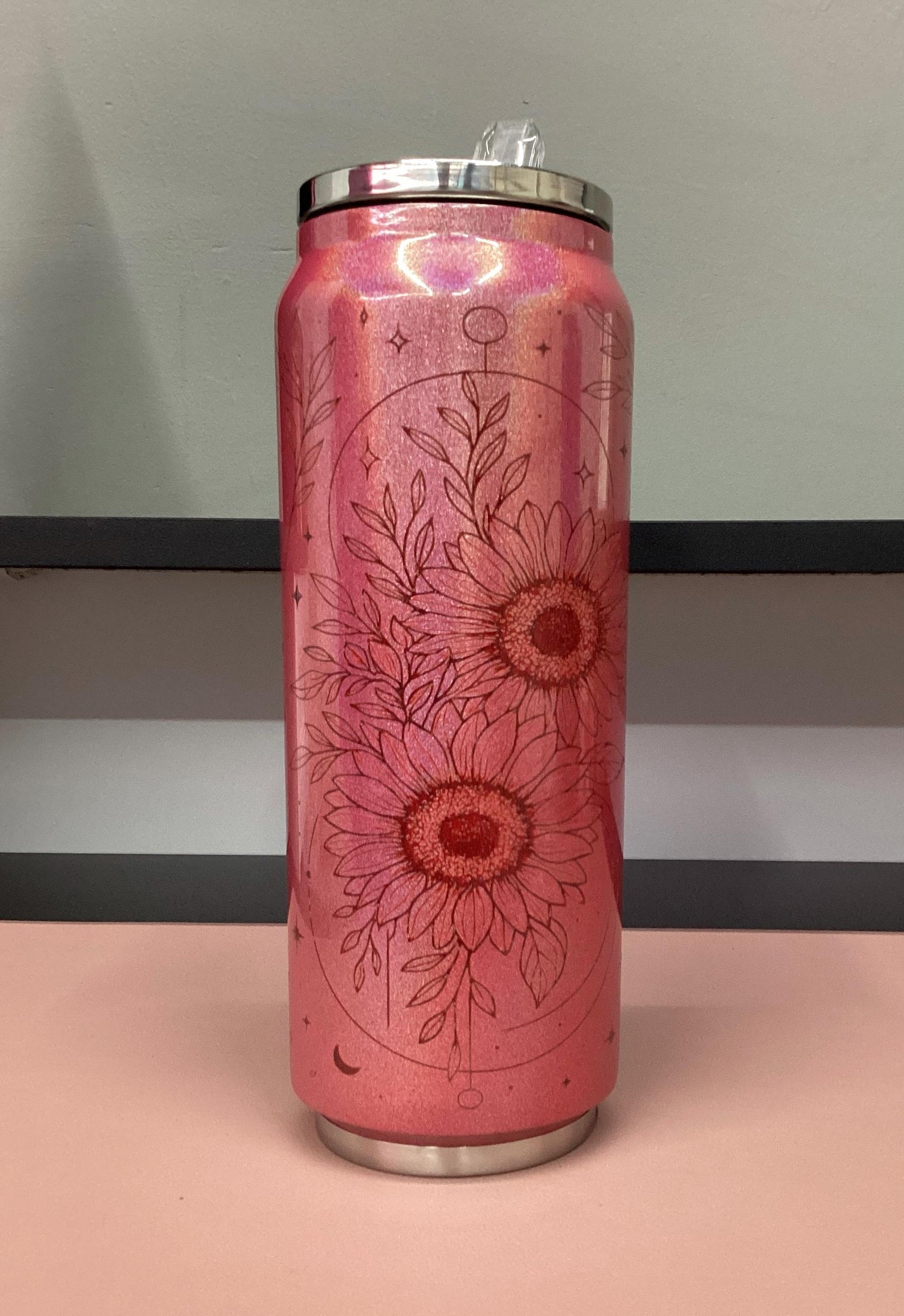 Laser Engraved Butterfly & Flowers Tumbler - 17oz Stainless Steel