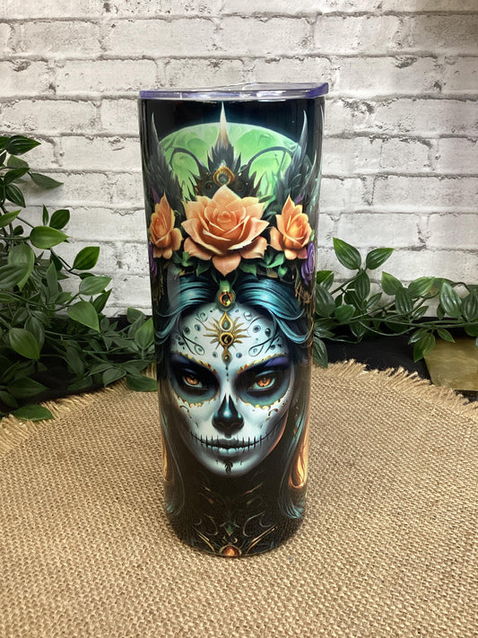 Mexican sugar skull tumbler 20 oz