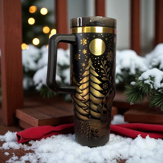 Rainbow Snowman Tumbler: Laser Engraved Happy Holidays 30 oz