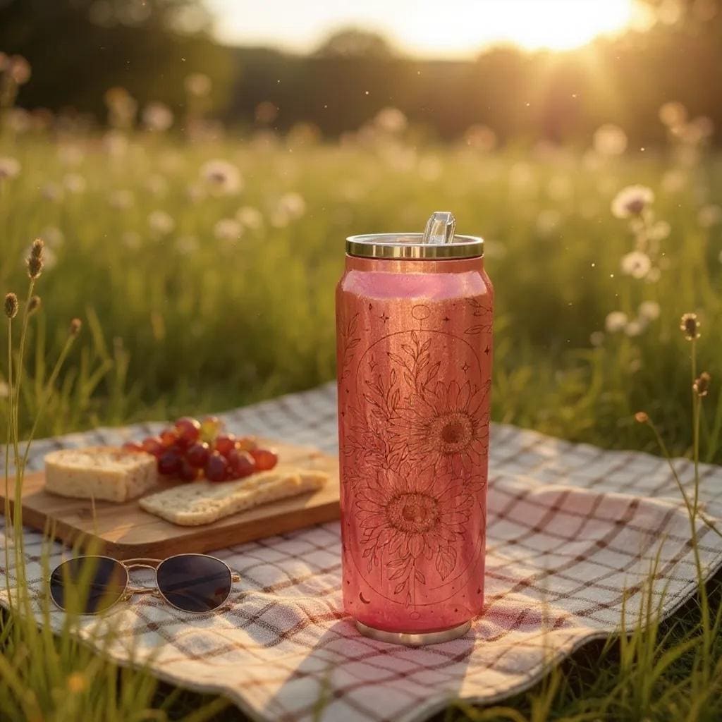 Laser Engraved Butterfly & Flowers Tumbler - 17oz Stainless Steel