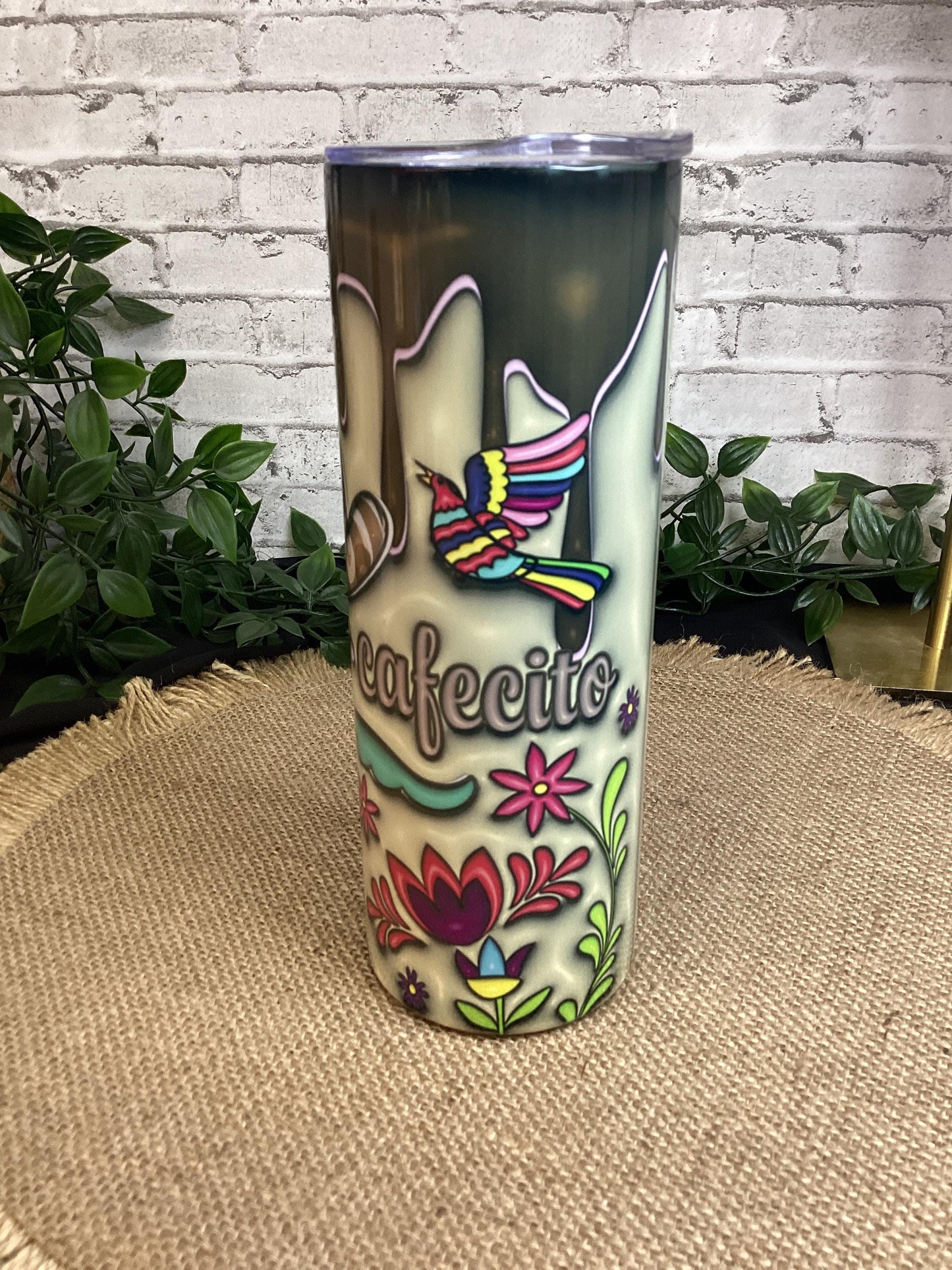 Floral Butterfly Cafecito Tumbler - 20 oz Coffee Lover Gift