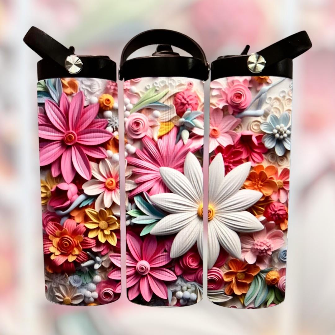 3D Flower Tumbler: Pastel Stainless Steel Drinkware