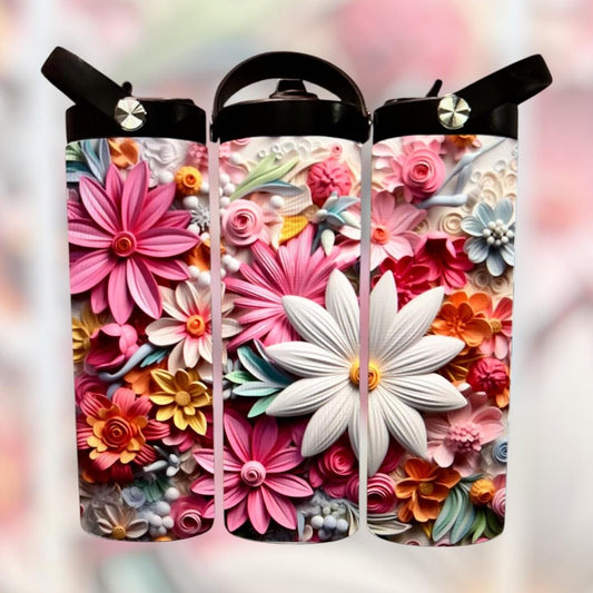 3D Flower Tumbler: Pastel Stainless Steel Drinkware