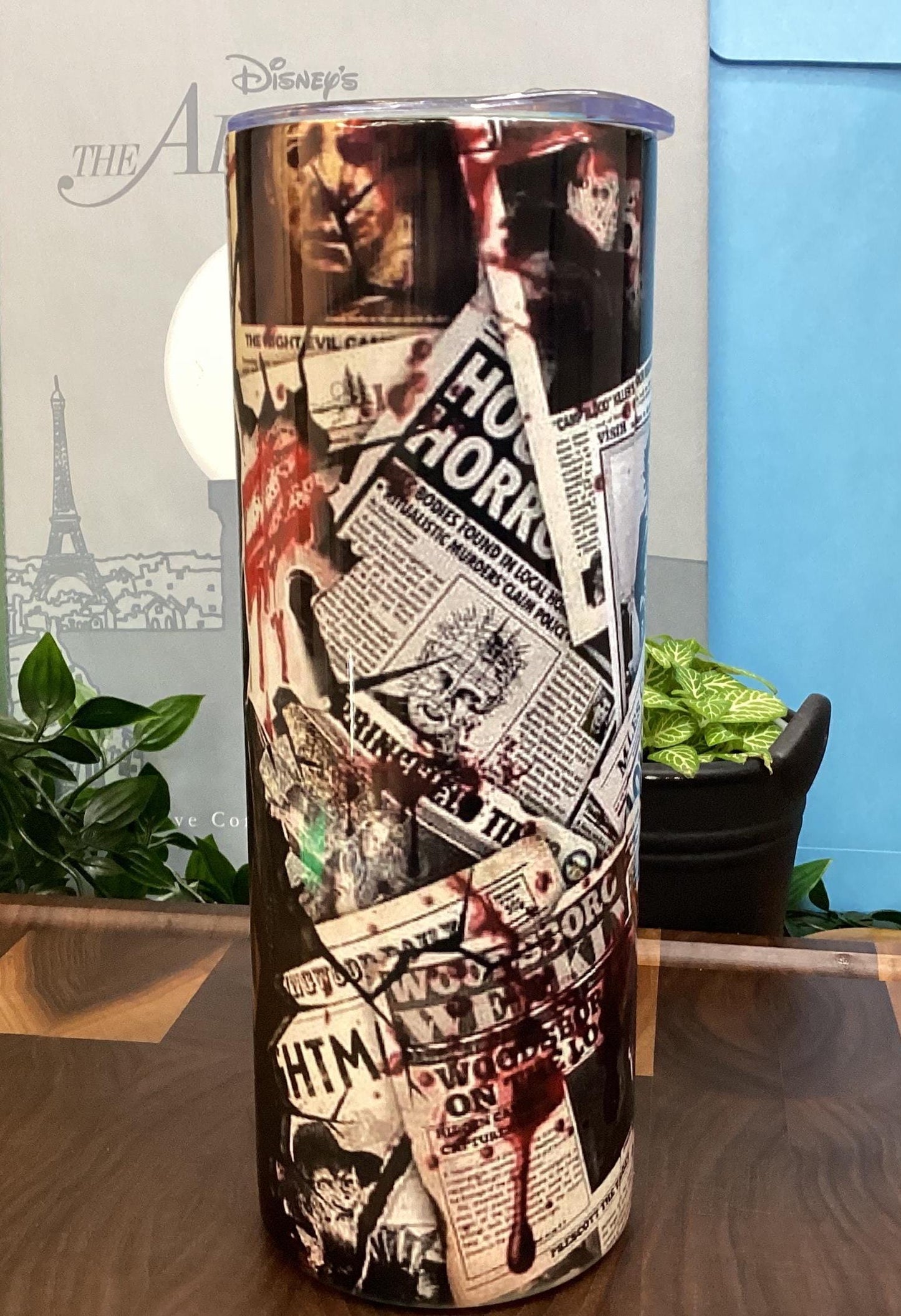 Halloween Horror Movie Tumbler: Scary Icons, 20 oz Skinny Tumbler