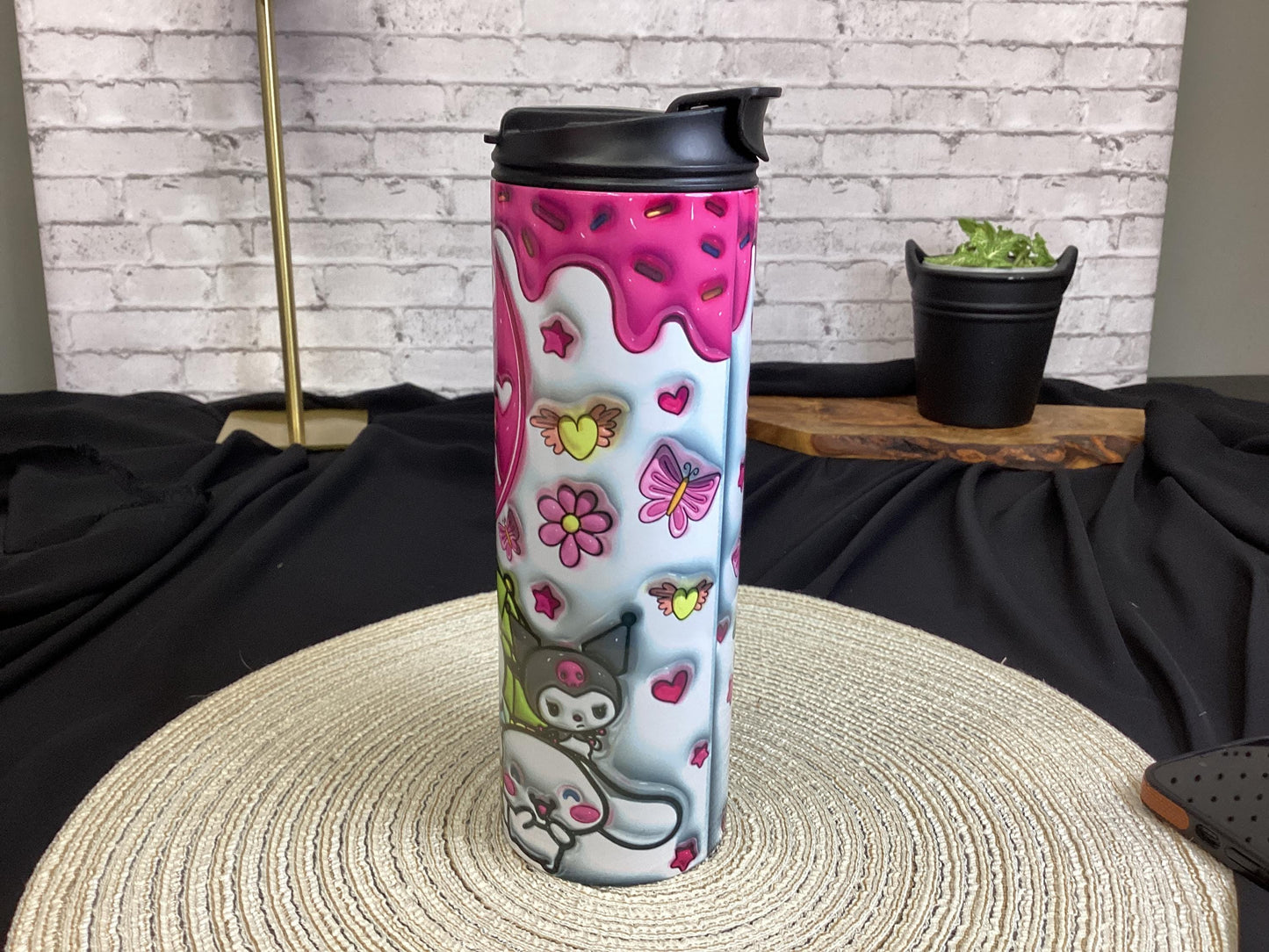 Pink Kitty Inflated 20 oz Tumbler. 3D Kuromi Tumbler