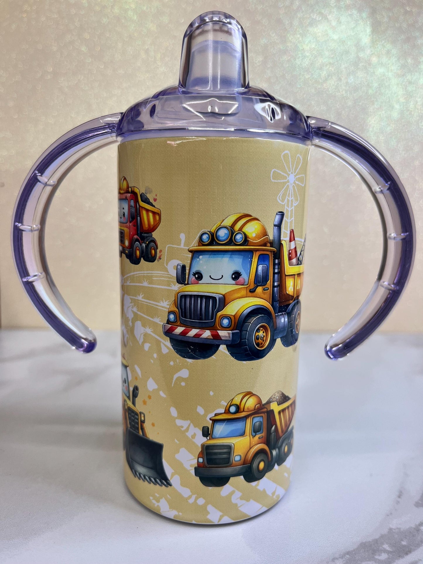 Construction Truck Sippy Cup: 12 oz Children's Tumbler