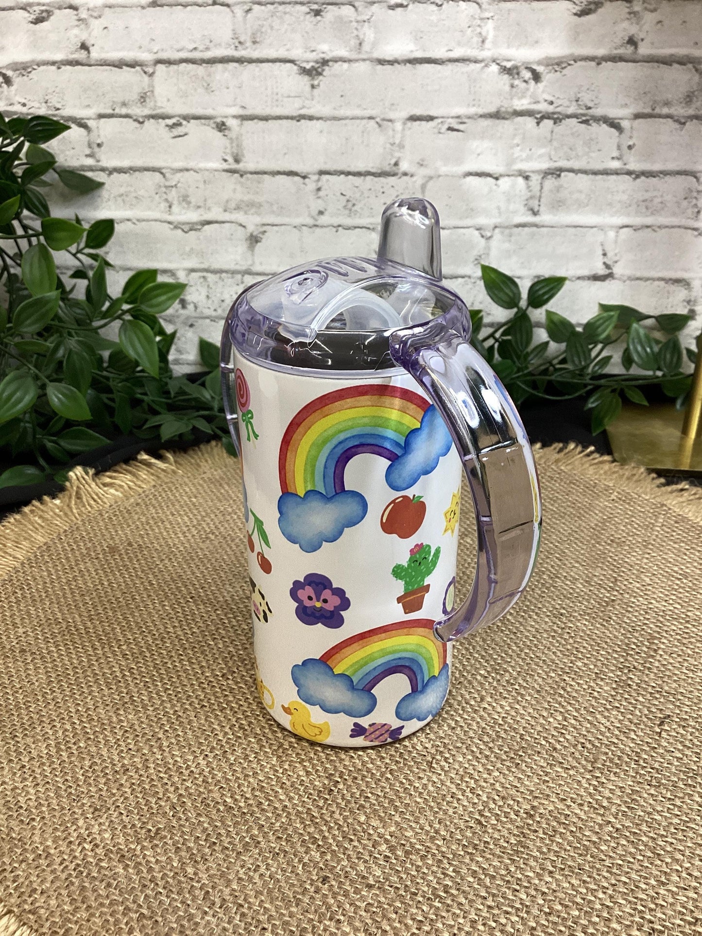Fun Rainbow and friends Tumbler 12 oz, colorful cup for Kids
