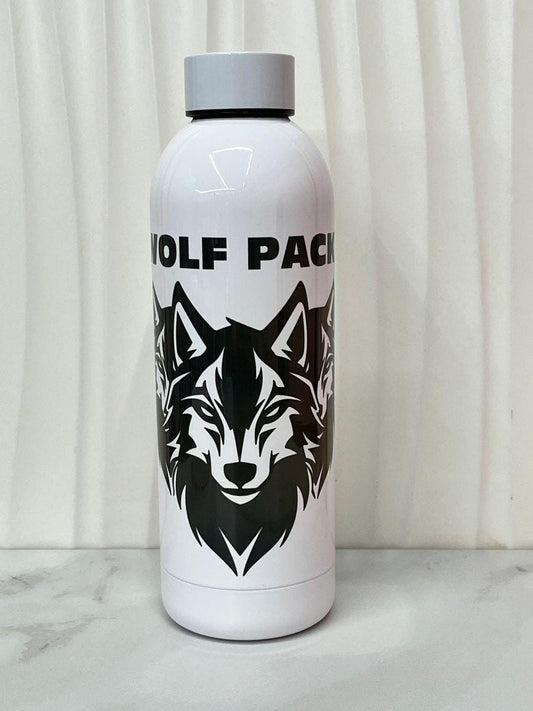 Wolf Pack Tumbler 17oz - White Animal Lover Water Bottle