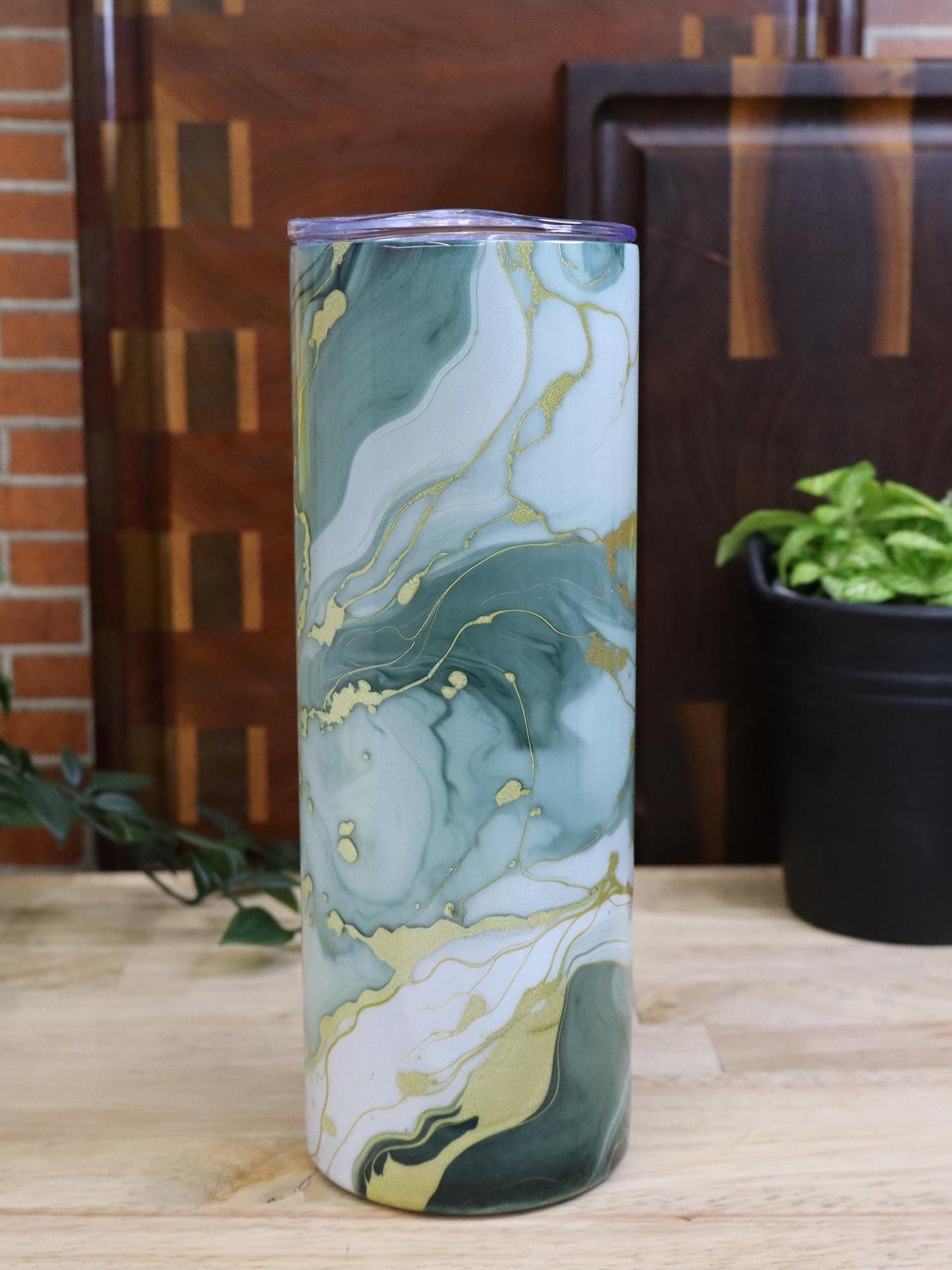 Green & Gold Marble Tumbler 20oz