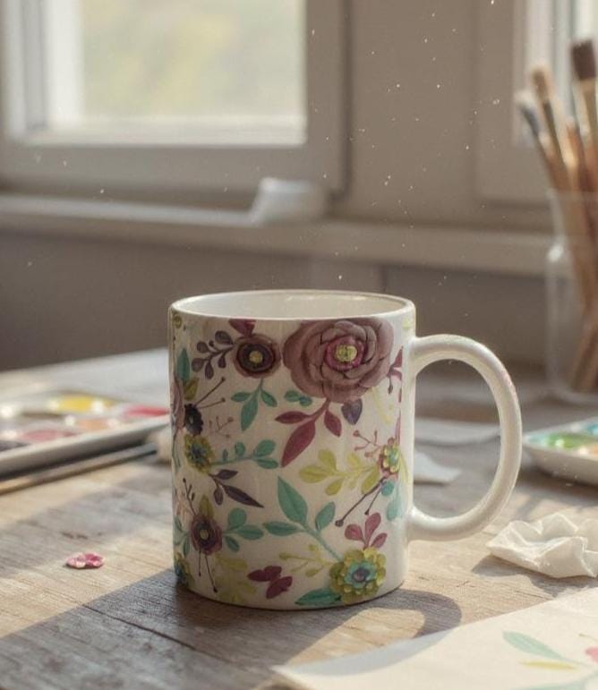 3D Floral Ceramic Mug: Elegant Coffee Cup, Spring Decor