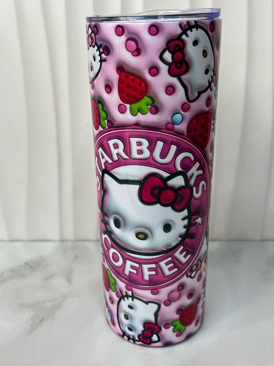 Pink Hello Kitty Tumbler: Strawberry Coffee Cup 20 oz