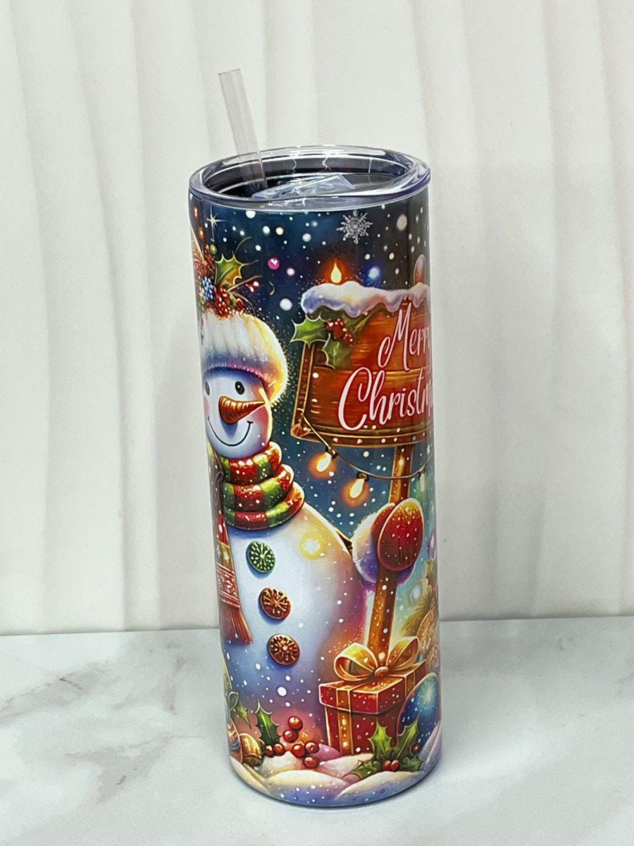 Merry Christmas Snow  Man Tumbler 20 oz -