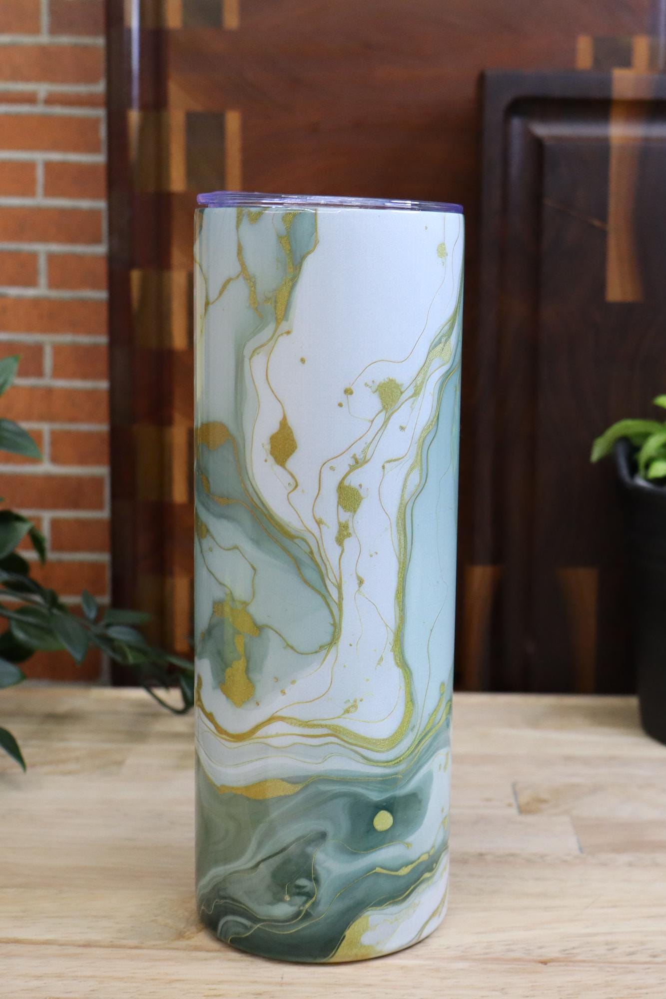 Green & Gold Marble Tumbler 20oz