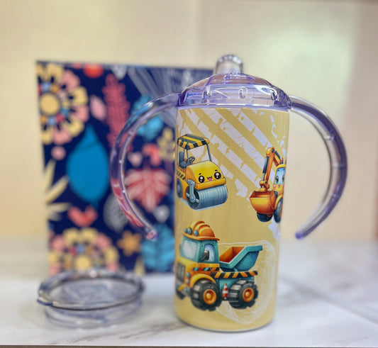 Construction Truck Sippy Cup: 12 oz Children's Tumbler