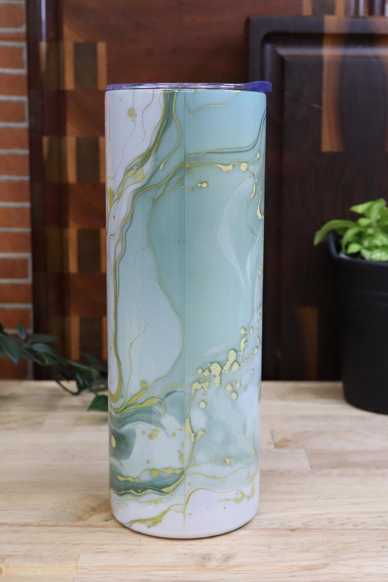 Green & Gold Marble Tumbler 20oz