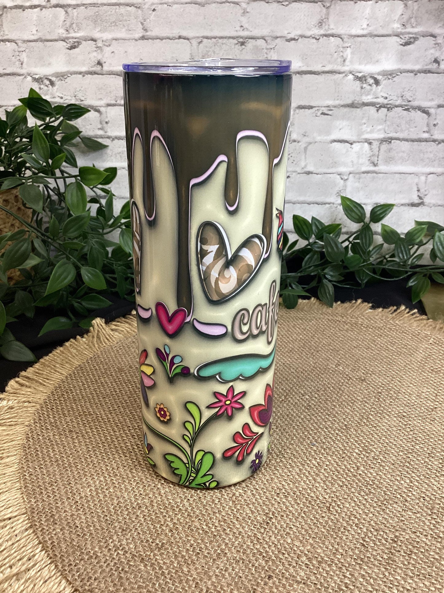 Floral Butterfly Cafecito Tumbler - 20 oz Coffee Lover Gift