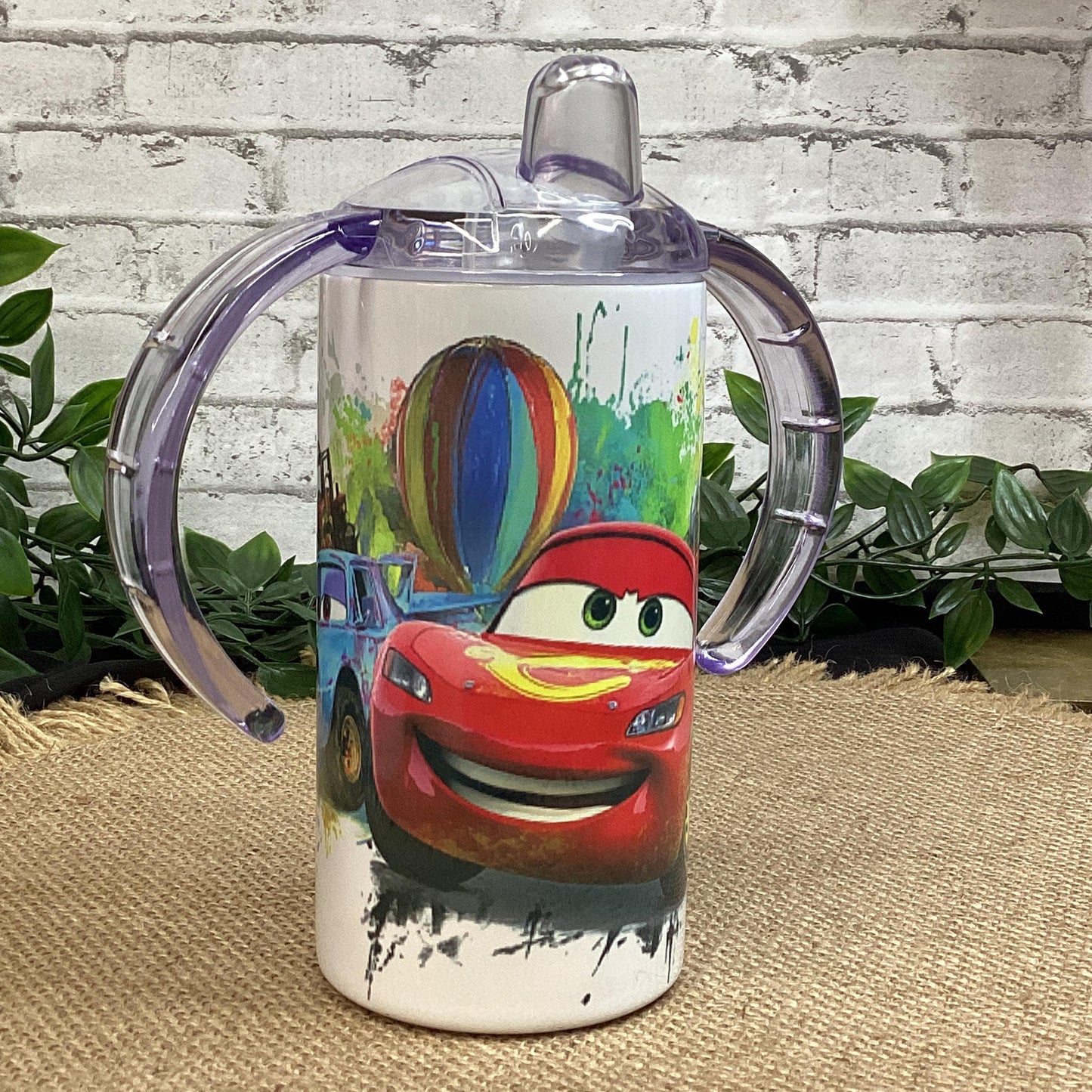 Red Car Kids Tumbler 12 oz, Cartoon Characters flip Top Kids Cup