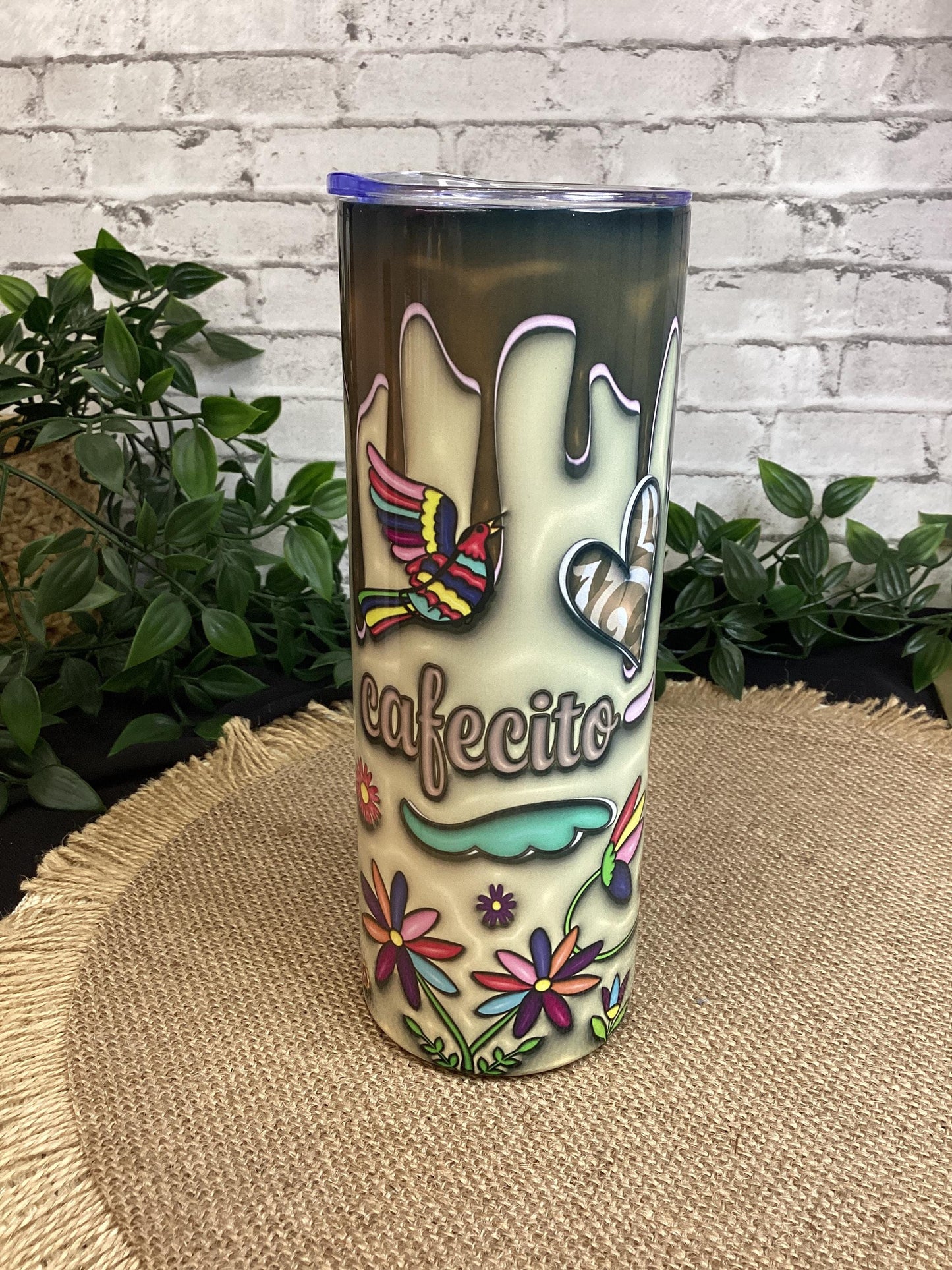 Floral Butterfly Cafecito Tumbler - 20 oz Coffee Lover Gift