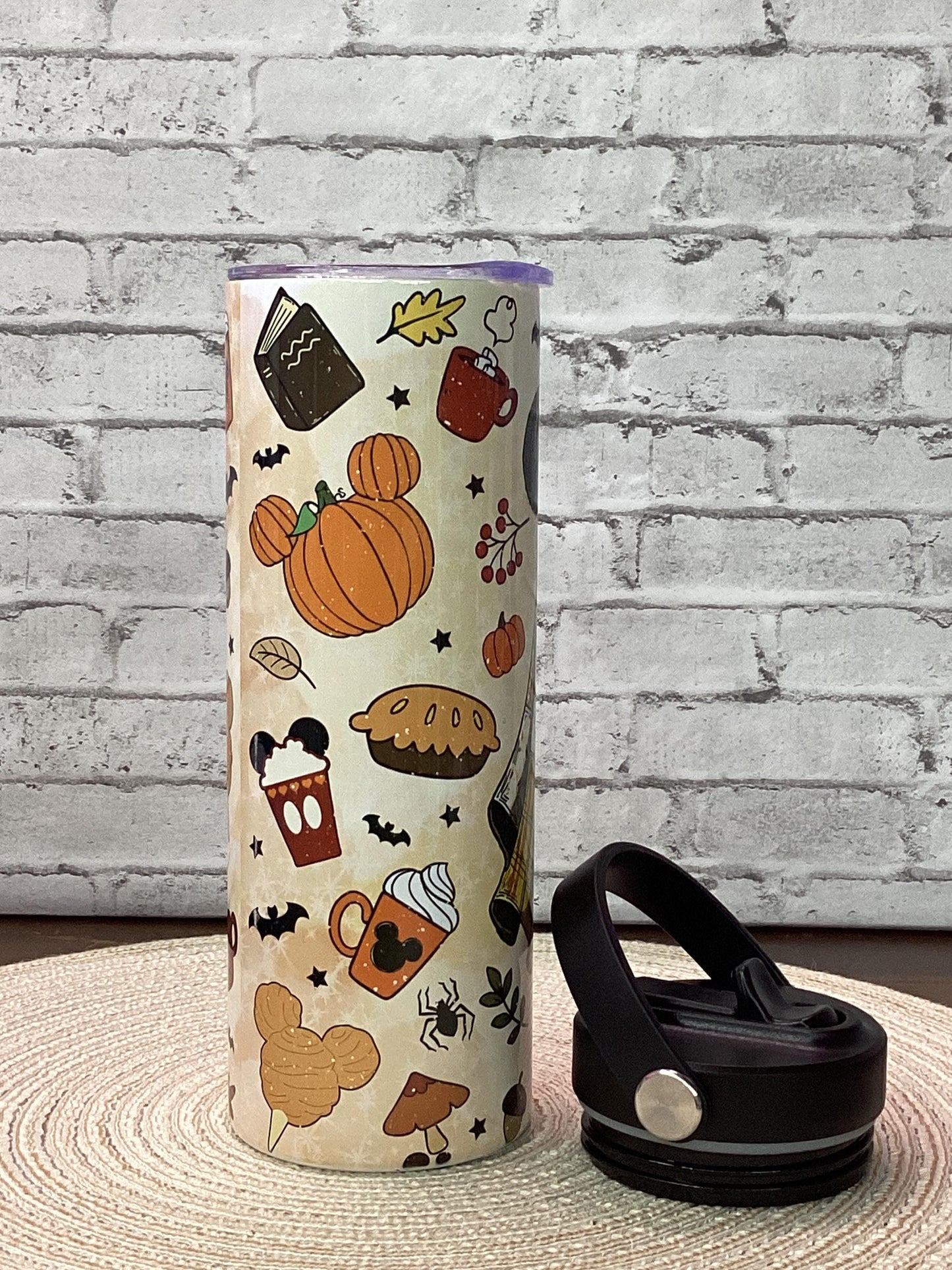 Halloween Ghost Tumbler: Patchwork Cloak, Mickey Ears - 20 oz
