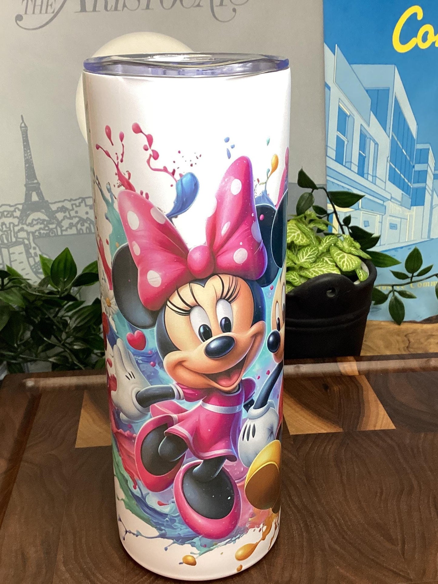 20 oz Tumbler with cartoon characters Watercolor Splash 20 oz stainless steel w/straw