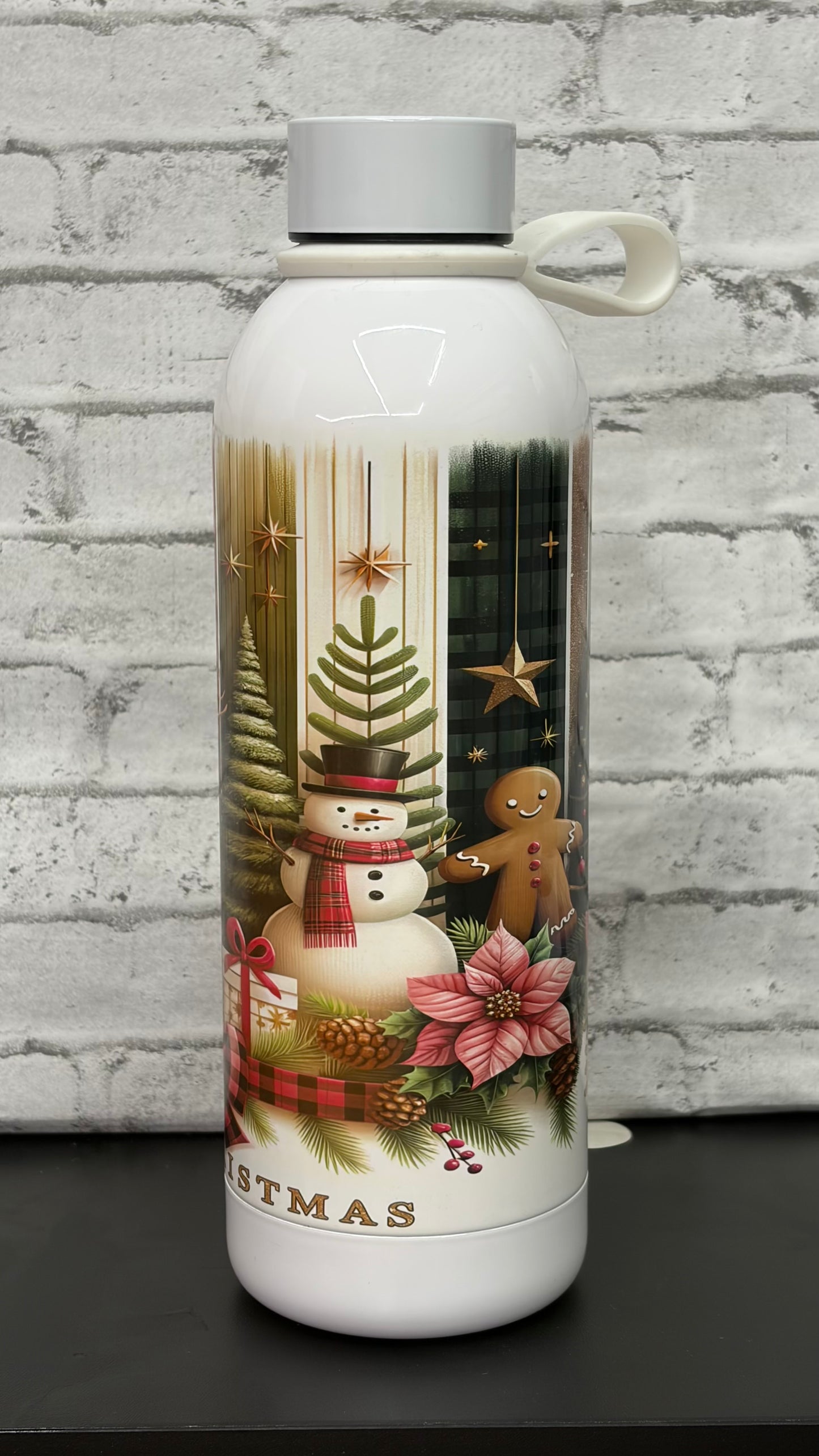 17 oz White Tumbler Festive Christmas
