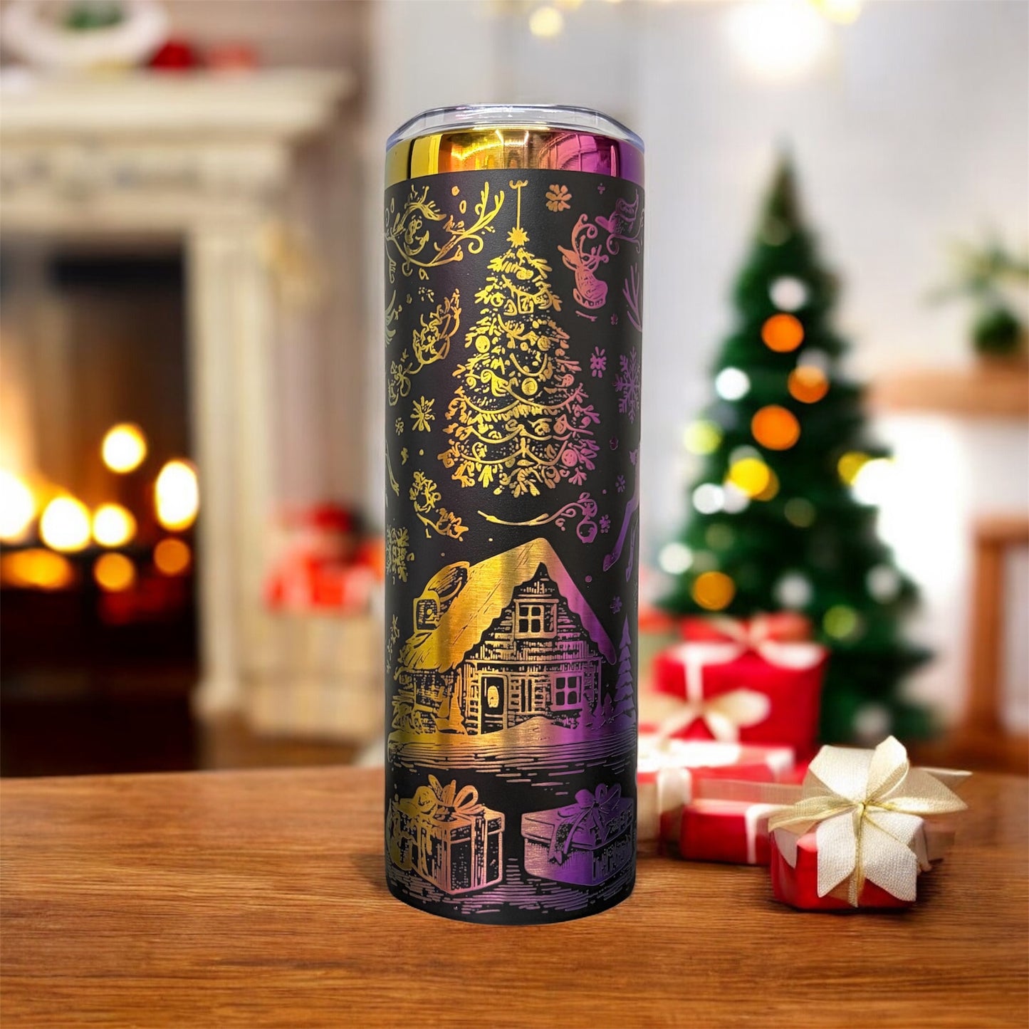 Beautiful Christmas Tumbler 20 oz Laser Engraved