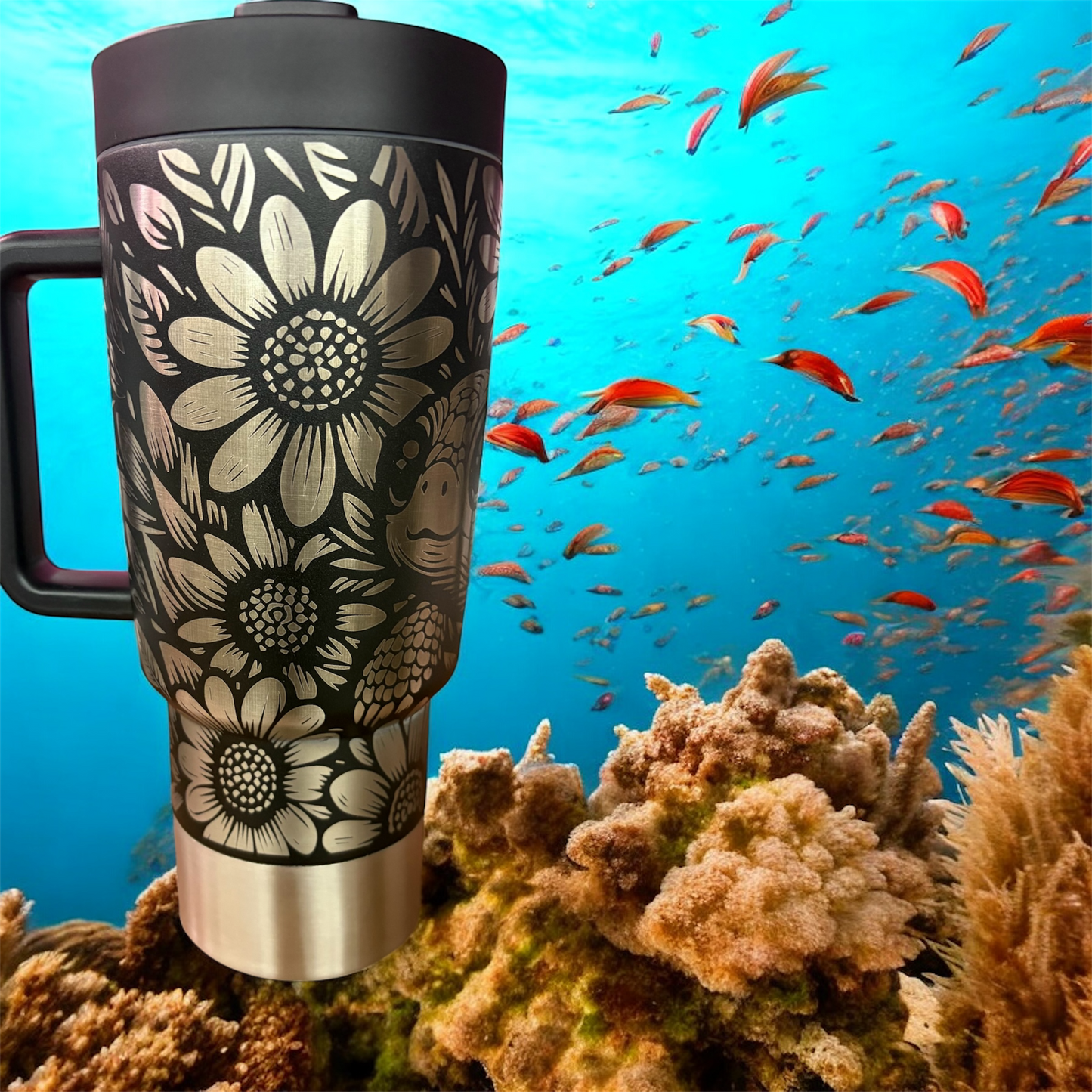 30 oz Fifty Fifty Laser Engraved Turtle Tumbler