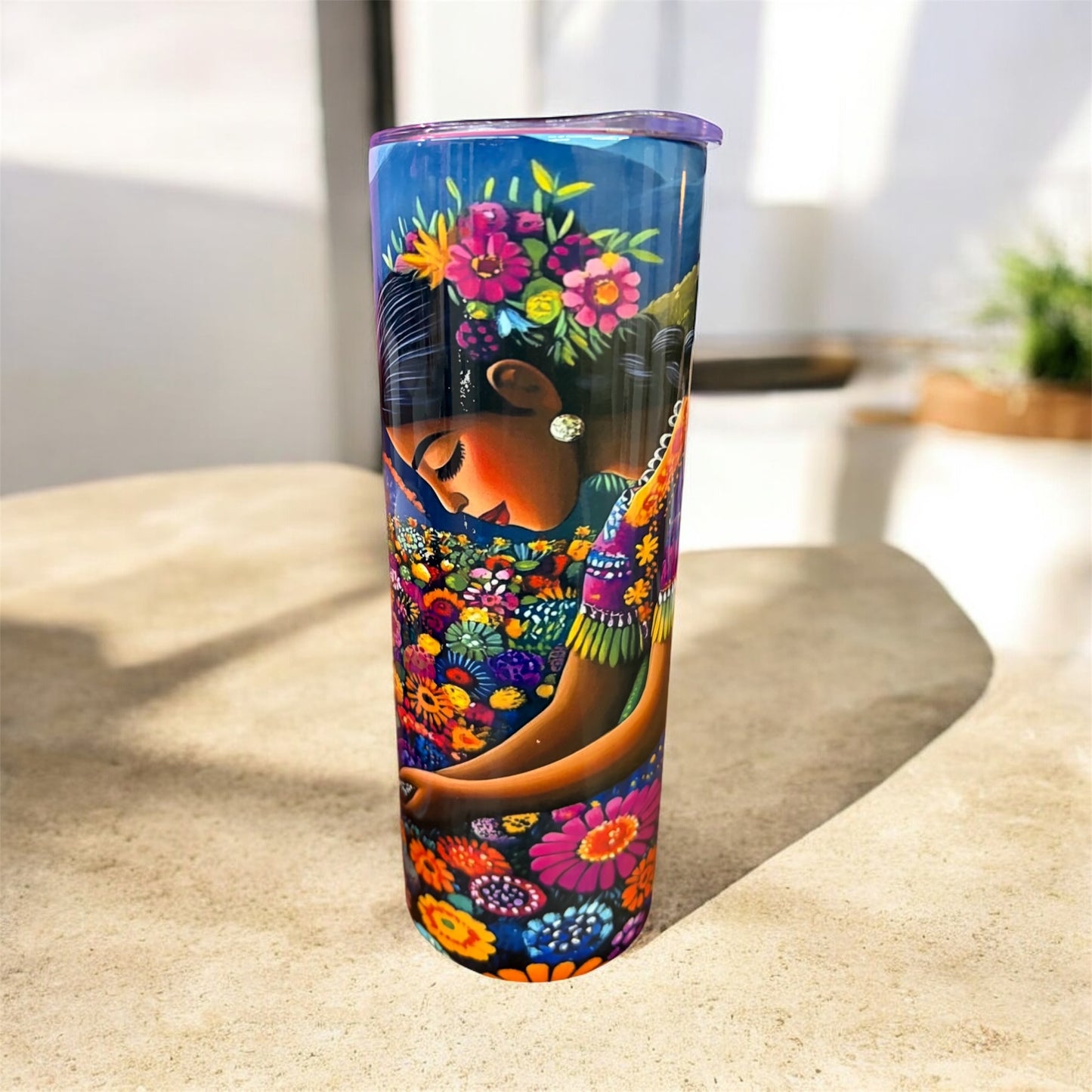 20 oz Stainless Steel Tumbler with Beautiful Folk-Art Design