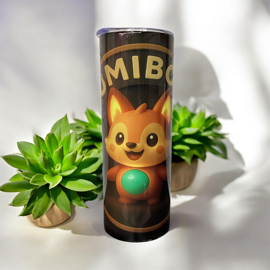 20 oz stainless steel tumbler with a fun Lumibots design