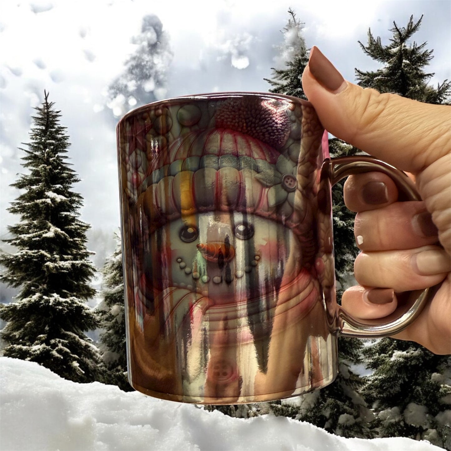 11 oz ceramic mug, quite snowman design perfect for Christmas Season