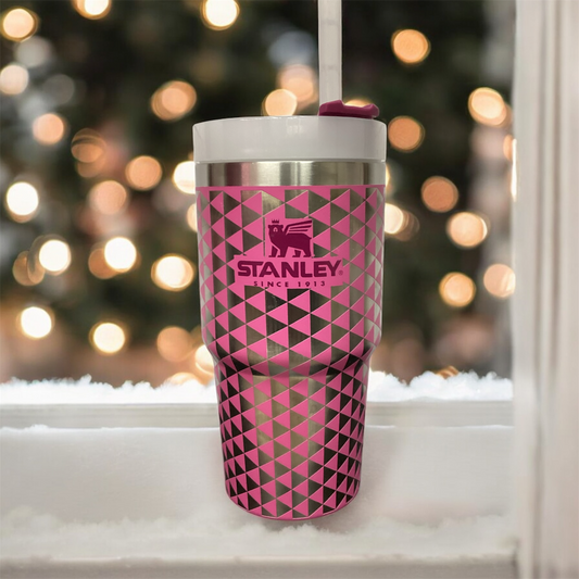 STANLEY  20 oz Pink Stainless Steel Tumbler with Geometric Laser Engraving