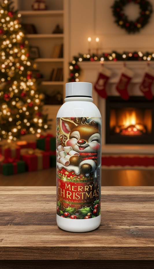 17 oz White Tumbler Festive Christmas Reindeer hot chocolate design