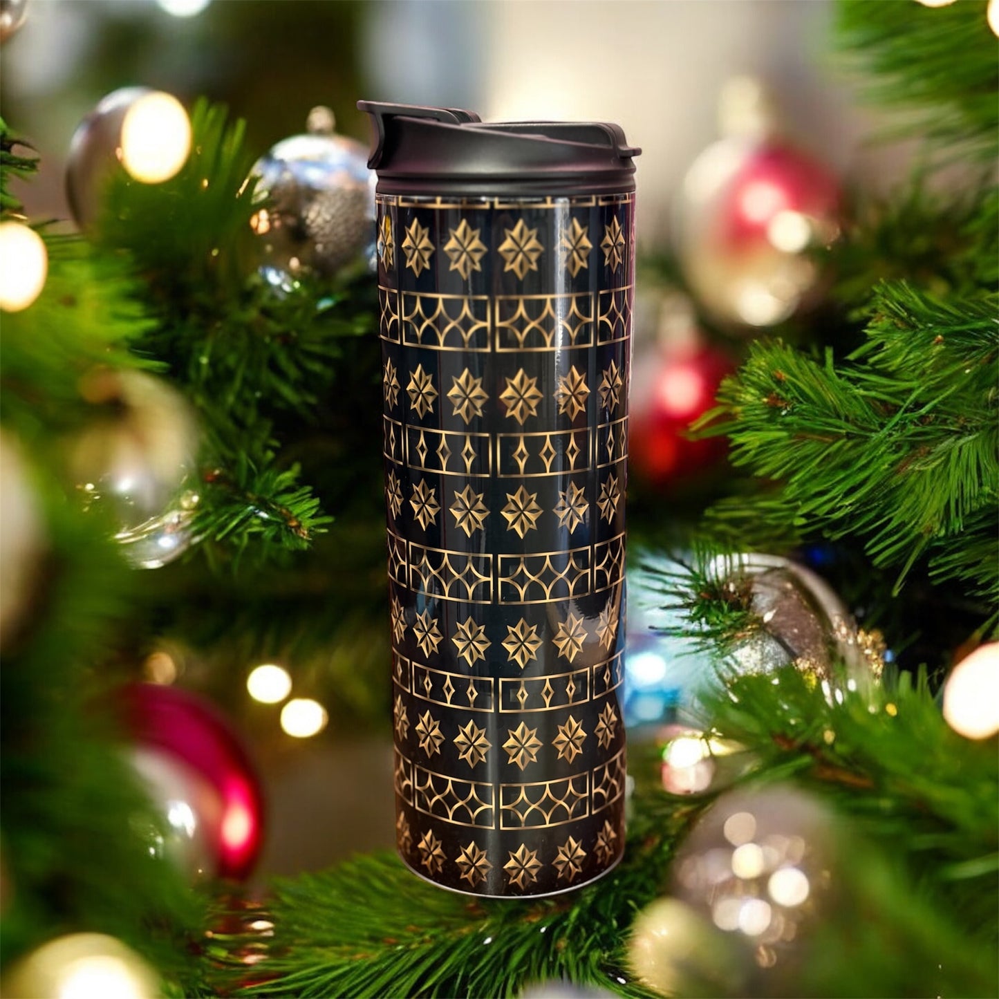20 oz Tumbler with Luxury Design black and gold tumbler