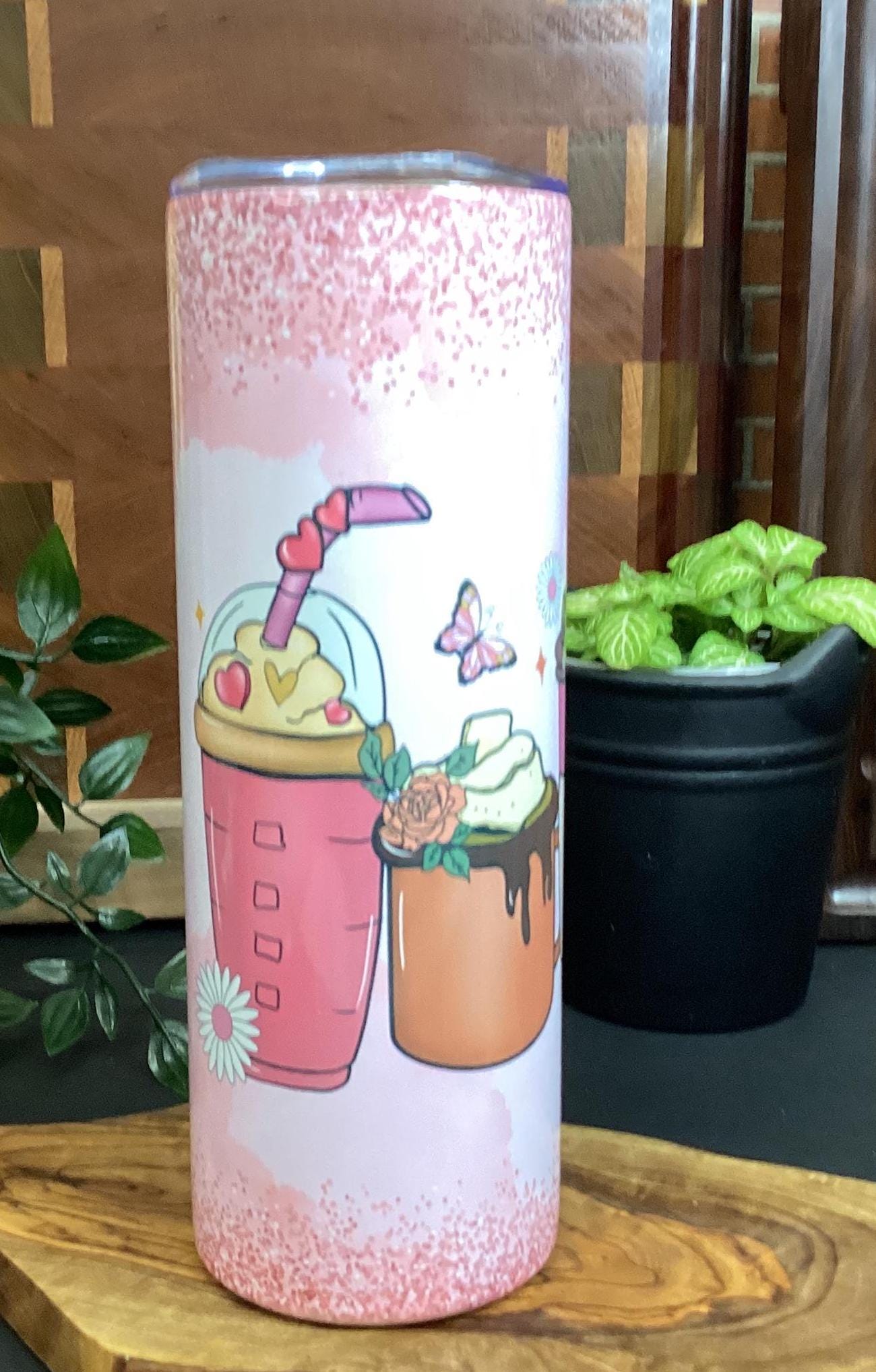 Butterfly Mama Coffee Tumbler: Pink 20oz Travel Mug
