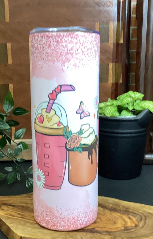 Butterfly Mama Coffee Tumbler: Pink 20oz Travel Mug