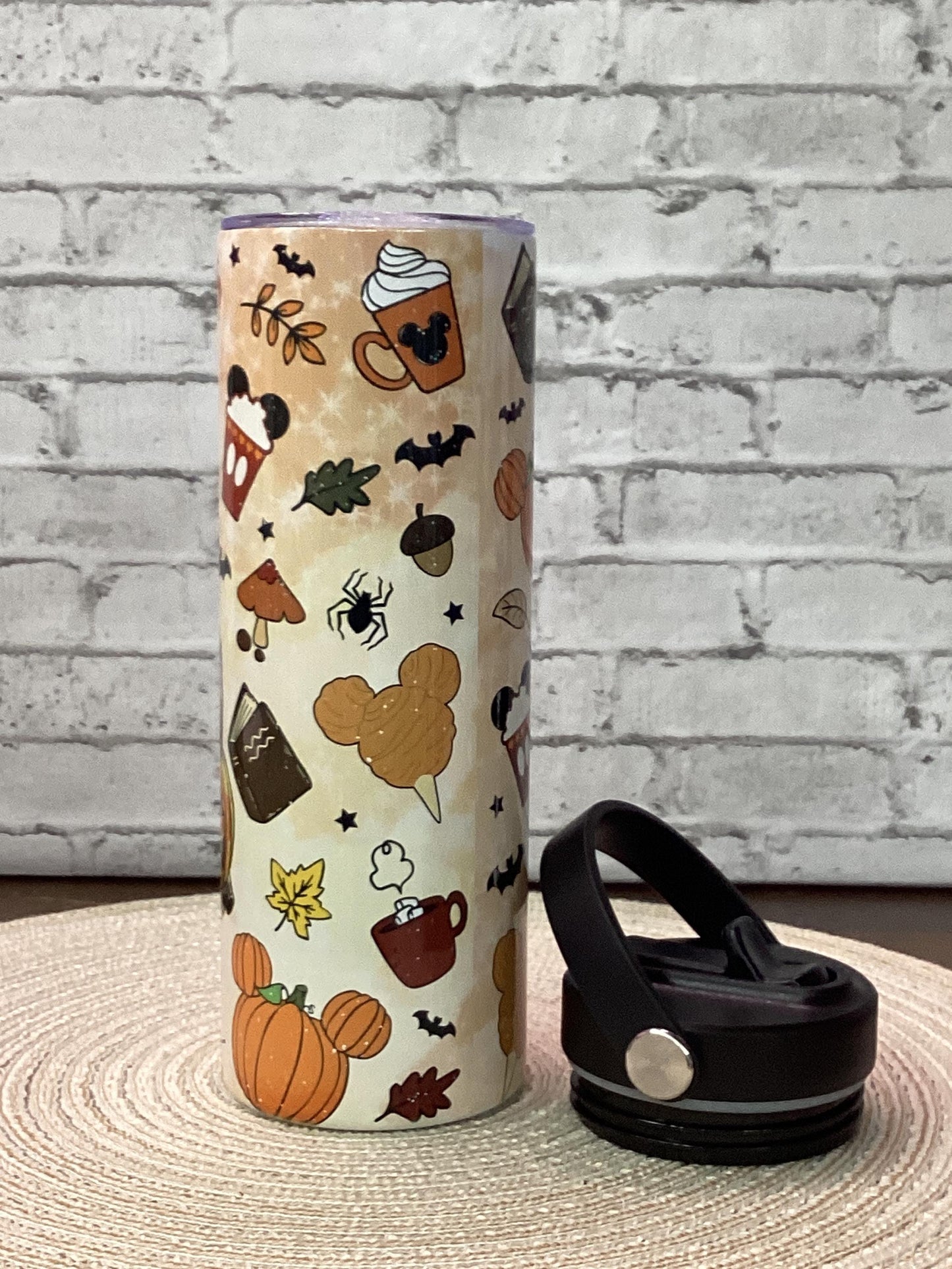 Halloween Ghost Tumbler: Patchwork Cloak, Mickey Ears - 20 oz