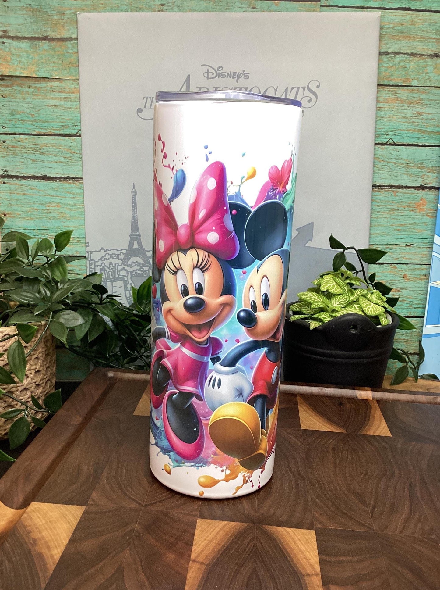 20 oz Tumbler with cartoon characters Watercolor Splash 20 oz stainless steel w/straw