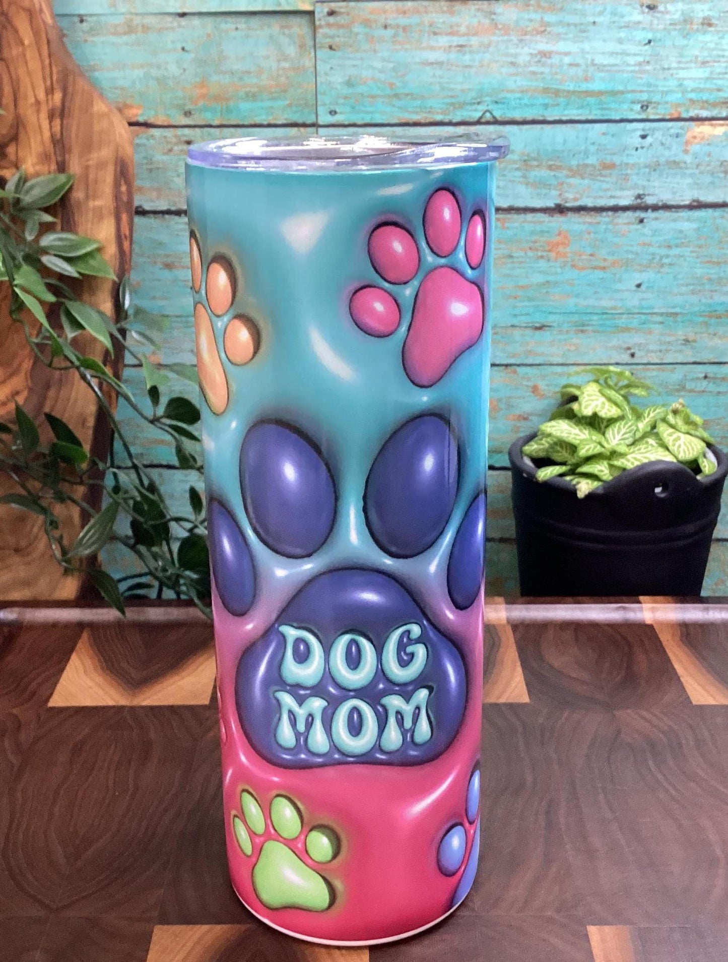 Dog Mom Tumbler: Puffy Paw Print 20 oz Sublimation