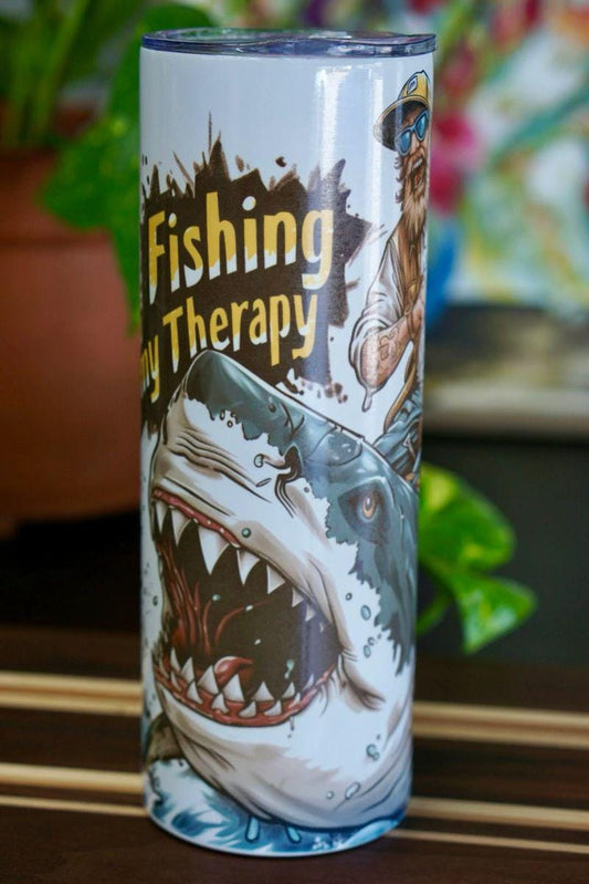 Fishing Therapy Tumbler, 20 oz