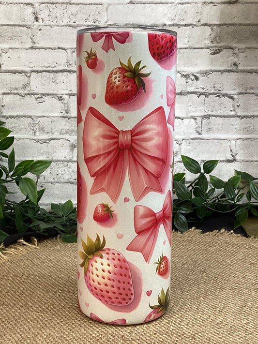 Strawberry and Pink Tumbler 20 oz
